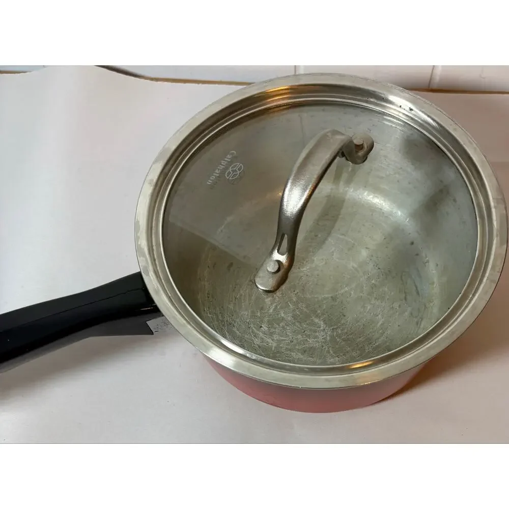 Vintage Club Cookware Poppy Red Aluminum 2 QT Saucepan with replacement lid